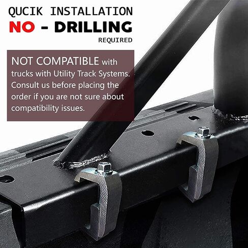 Truck Ladder Rack 800lbs Capacity with 8 Non-Drilling C-Clamps Heavy Duty Extendable Universal Pickup Ladder Rack Two-bar Set Matte Black One Pair in Saudi Arabia
