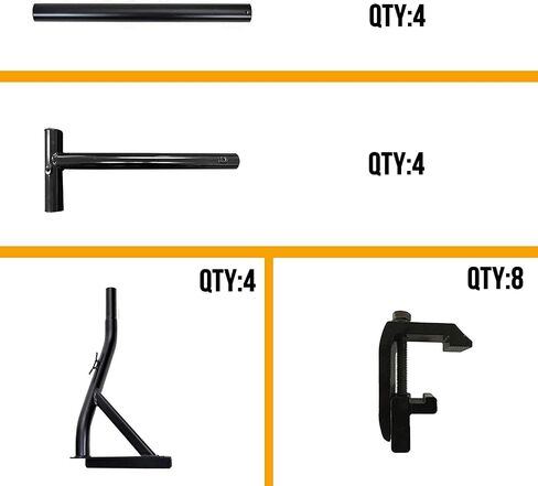 Truck Ladder Rack 800lbs Capacity with 8 Non-Drilling C-Clamps Heavy Duty Extendable Universal Pickup Ladder Rack Two-bar Set Matte Black One Pair in Saudi Arabia