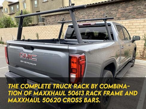 حامل سلم شاحنة من الألومنيوم العالمي MaxxHaul 50613 - سعة تصل إلى 500 رطل، ارتفاع قابل للتعديل من 18-3/4 بوصة إلى 28 بوصة - استخدم القضبان المتقاطعة Maxxhaul 50620 (غير متضمنة) كنظام رف كامل in Saudi Arabia