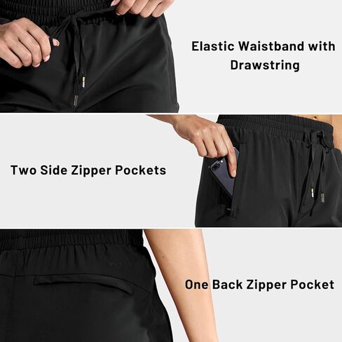 سراويل الركض النسائية خفيفة الوزن من MIER مع جيوب بسحاب للجري والمشي لمسافات طويلة والسفر برباط، سريعة الجفاف in Kuwait