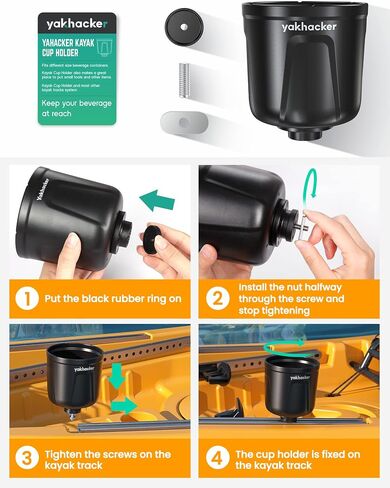 YAKHARCKER Multi-Functional Kayak Cup Holder, Bottle Holder, Phone Holder,Drink Holder, Fishing Tool, Large Capacity, Kayak Track Mount Install, Kayak Track Accessories in Saudi Arabia