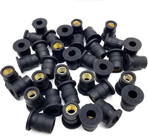 50Pack Rubber Well Nuts with M6 Brass Insert 6mm Metric Wellnuts Motorcycle Windscreen Universal Motorcycle Cowls Fastener Screws in Saudi Arabia