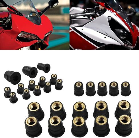 50Pack Rubber Well Nuts with M6 Brass Insert 6mm Metric Wellnuts Motorcycle Windscreen Universal Motorcycle Cowls Fastener Screws in Saudi Arabia