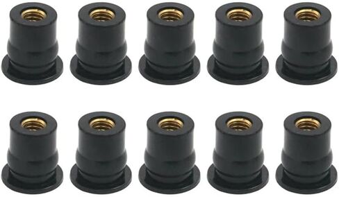50Pack Rubber Well Nuts with M6 Brass Insert 6mm Metric Wellnuts Motorcycle Windscreen Universal Motorcycle Cowls Fastener Screws in Saudi Arabia