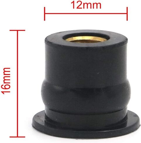 50Pack Rubber Well Nuts with M6 Brass Insert 6mm Metric Wellnuts Motorcycle Windscreen Universal Motorcycle Cowls Fastener Screws in Saudi Arabia