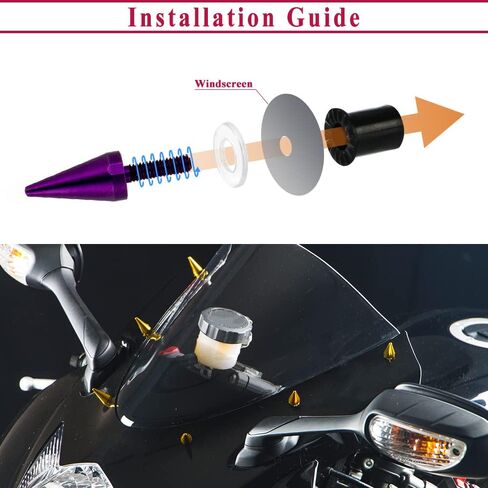 AeroBon 10 Pieces Aluminum Spike Motorcycle Windscreen Bolts/Windshield Screws (Black) in Saudi Arabia