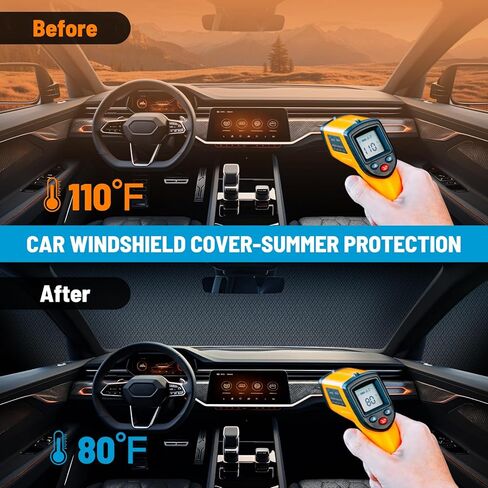 غطاء سيارة مضاد للثلج من Kaskawise، غطاء الزجاج الأمامي للثلج والثلج، واقي شتوي لغطاء ثلج السيارة مقاوم للماء في جميع الأحوال الجوية مع غطاء مرايا جانبية يناسب معظم الشاحنات، سيارات الدفع الرباعي 66.4 × 44.8 بوصة، أسود in Kuwait