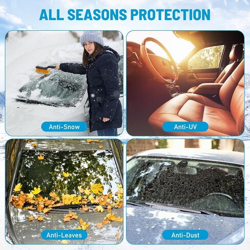 غطاء سيارة مضاد للثلج من Kaskawise، غطاء الزجاج الأمامي للثلج والثلج، واقي شتوي لغطاء ثلج السيارة مقاوم للماء في جميع الأحوال الجوية مع غطاء مرايا جانبية يناسب معظم الشاحنات، سيارات الدفع الرباعي 66.4 × 44.8 بوصة، أسود in Kuwait