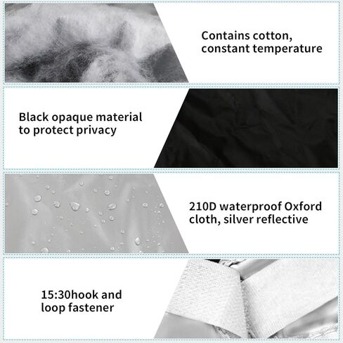 غطاء زجاج أمامي فضي متوافق مع 2014-2023 Ford Transit Van قياسي/متوسط ​​السقف، غطاء النافذة الأمامية مع فتحات مرآة لمظلة جانبية معزولة للمقعد الأمامي لجميع المواسم in Kuwait