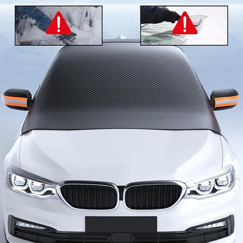 Car Windshield Cover for Ice and Snow, Automotive Windshield Snow, Ice, UV, Frost Removal Wiper & Mirror Protector with Magnetic Edges, All Weather Universal for Most Cars (Green Strip) in Saudi Arabia