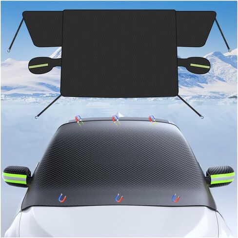 IHOTDER Car Windshield Cover for Ice and Snow,Oxford Cloth Windshield Snow Cover with 6 Magnetic Fixings,All-Seasons Universal Automotive Exterior Accessories Windshield Frost Cover in Saudi Arabia