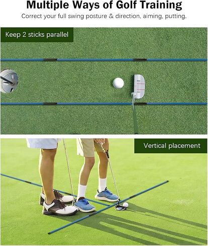 Golf Alignment Sticks (Pack of 2) 48-inch Collapsible Golf Alignment Sticks for Aiming,Putting,Full Swing Trainer,Posture Corrector,Portable Golf Training Equipment with Tube Case in Saudi Arabia