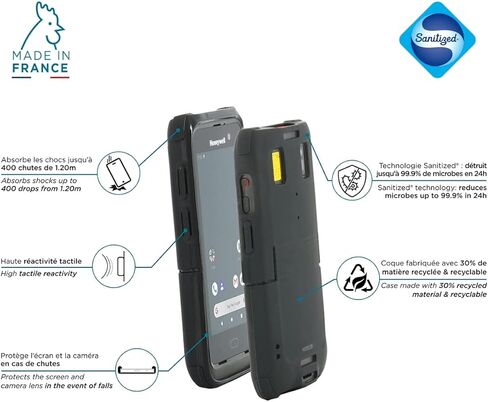 حافظة متينة لهاتف هانيويل CT40XP- CT40، غطاء واقٍ مقاوم للصدمات من الدرجة العسكرية متوافق مع ملحقات الشحن، مواد معاد تدويرها، أسود in Kuwait