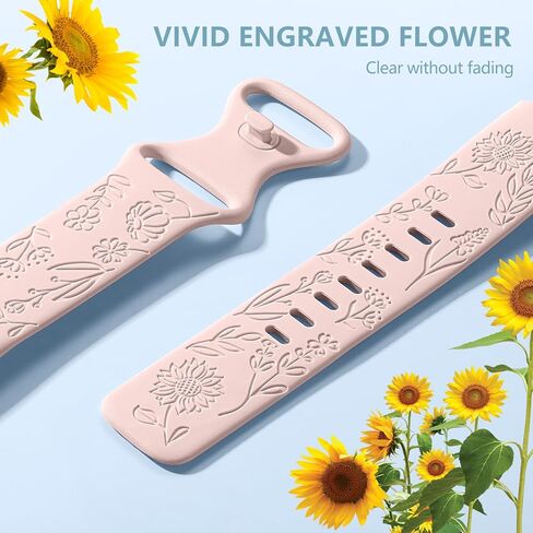 DaQin 3 عبوات منقوشة بزهرة عباد الشمس متوافقة مع Fitbit Charge 6 Band/Fitbit Charge 5 Bands للنساء والرجال، حزام بديل لسوار رياضي ناعم من ليزر عباد الشمس اللطيف للشحن 6 نطاقات/Charge 5 Band in Kuwait