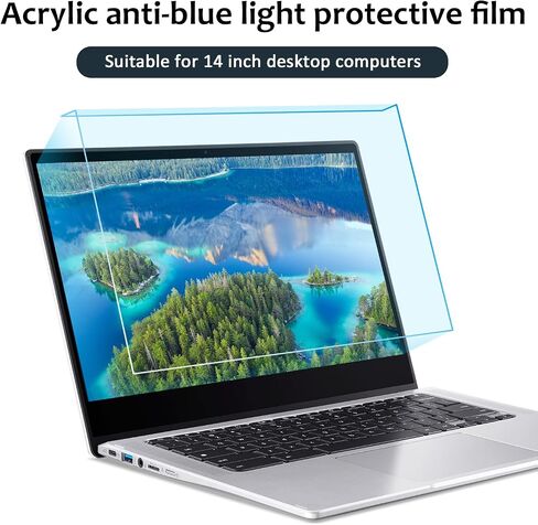 F FORITO 14 Inch Blue Light Blocking Laptop Screen Protector Panel, Eye Protection Hanging Type Acrylic Panel Compatible with All 14" Diagonal Widescreen Laptops, Notebooks, Monitors in Saudi Arabia