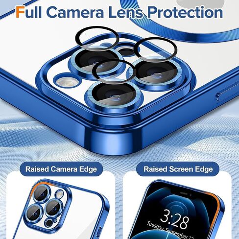 Pink Magnetic Clear Case [Full Camera Lens Protection] Luxury Plating Edge Slim Soft TPU Cover Shockproof Protective Phone Case in Saudi Arabia