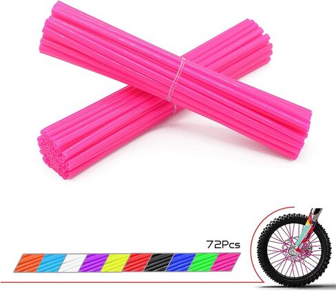 72Pcs Spoke Skins Covers Universal Bicycle Motocross for 8"-21" rims Dirt Motorcycle BMX MTB SX MX SXF EXCSXF EXC XT250-600 R-Z400S SM RM2 F800GS CRF XL XLR XR (Pink) in Saudi Arabia