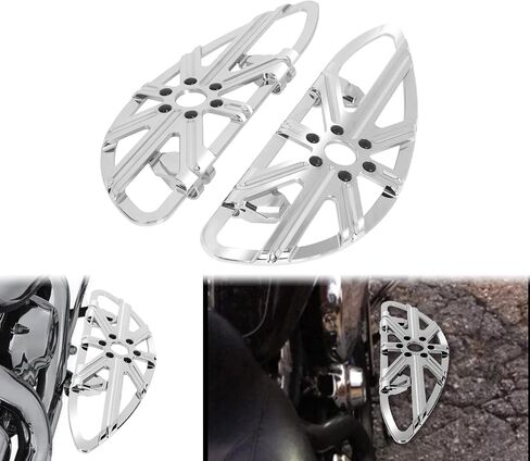 HDBUBALUS Motorcycle Front Rear Floorboards Driver Passenger Footboards Foot Peg Shift Lever Linkage Brake Arm Kit Fit For Harley Touring Electra Road Glide 2014-later (Color: Chrome) in Saudi Arabia