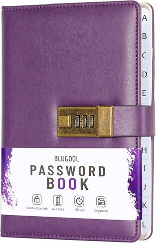 Password Book with Lock, Password Keeper with Alphabetical Tabs, Password Organizer for Computer and Internet Address Website Login, Gifts for Home and Office, 5.6''x 8''-Brown in Saudi Arabia
