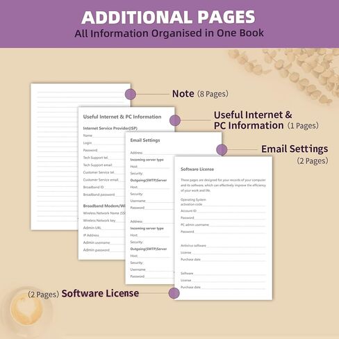 Password Book with Lock, Password Keeper with Alphabetical Tabs, Password Organizer for Computer and Internet Address Website Login, Gifts for Home and Office, 5.6''x 8''-Brown in Saudi Arabia
