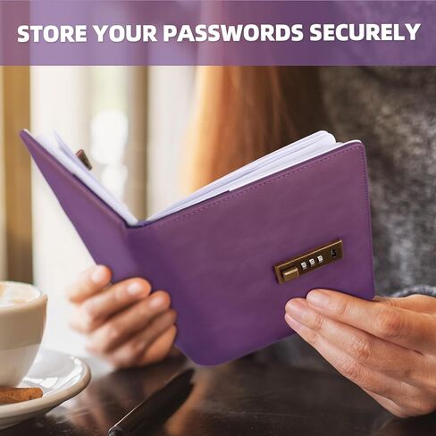 Password Book with Lock, Password Keeper with Alphabetical Tabs, Password Organizer for Computer and Internet Address Website Login, Gifts for Home and Office, 5.6''x 8''-Brown in Saudi Arabia