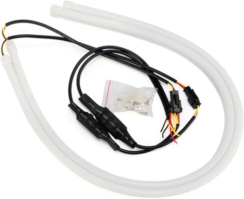 60CM White/Amber Switchback DRL Flexible LED Tube Strip Style Daytime Running Lights Car Headlight Turn Signal Light in Saudi Arabia