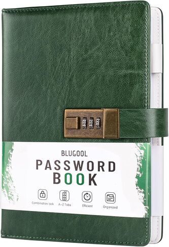 Password Book with Lock, Password Keeper with Alphabetical Tabs, Password Organizer for Computer and Internet Address Website Login, Gifts for Home and Office, 5.6''x 8''-Brown in Saudi Arabia