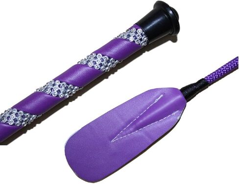 Jump Bat 18 Inch Riding Crop Horse and Rhinestone Decorated Handle Color Choice: Black, Blue, Green, Fuchsia, Pink, Purple, Red, or Yellow in Saudi Arabia