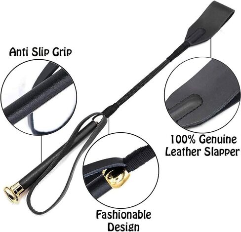 مقبض ذهبي لركوب الخيل الحقيقي مقاس 18 بوصة مع جزء علوي من الجلد الطبيعي | محاصيل عالية الجودة | محصول حصان الفروسية in Kuwait