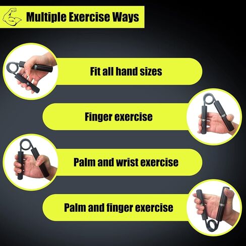 HORUMP Grip Strength Trainer 4 Pack (50-200LB), Metal Hand Grip Strengthener, Forearm Strengthener, No Slip Heavy-Duty Hand Gripper for Finger Strength Training, Injury Recovery and Muscle Building in Saudi Arabia