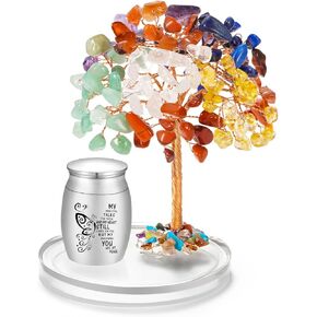Small Urns for Human Ashes Stainless Steel Urn, Mini Urn for Human Ashes with Colorful Crystal Tree Decoration, Butterfly Cremation Keepsake Urn Small urns for Human Ashes -My Mind Still Talks to You