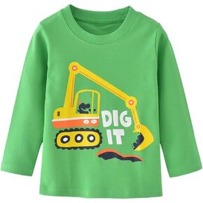Truck Shirts Little Boys Kids Long Sleeve T-Shirts Green
