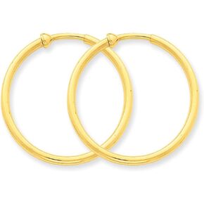 14k Yellow Gold Non Pierced Hoop Earrings (25mm x 2mm)