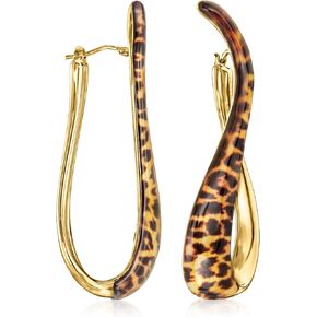 Ross-Simons Italian Leopard-Print Enamel Twisted Hoop Earrings in 18kt Gold Over Sterling