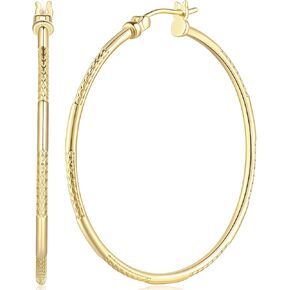 ENROSE Gold Hoop Earrings 14 Karat Gold Hoop Earrings Jewelry Large Hoop Earrings Unique Design 43mm