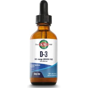 KAL Vitamin D3 2000 IU (50 mcg) DropIns - Liquid Vitamin D3 Drops - Bone Strength and Immune Support Supplement - Vegetarian, 60-Day Guarantee, Approx. 590 Servings, 1.8oz