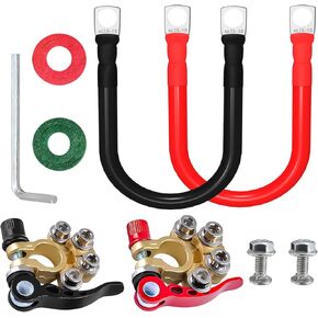 Battery Cable and Battery Terminal Connectors, A Pair of Battery Wire, Battery Post Adapter Cable Ends Accessories for Automotive, Car, Truck, Golf Cart, RV, Solar (cables and Connectors, 4AWG-20IN)