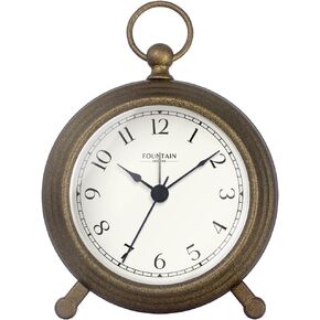 Jensen Pocket Watch Alarm Clock - Silent Non Ticking, Modern Farmhouse Style, Wall & Mantel 2 in 1 Clock, Desk & Shelf Clock, Antique Bronze Finish, 5.4"(H) x 4.5"(W)