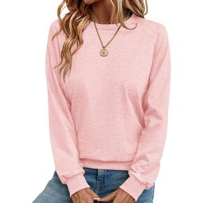 Syellowafter Womens Long Sleeve Shirts Crewneck Fall Tops Casual Loose Fit Basic Pullover Top in Kuwait