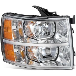 DNA MOTORING Right OE Style Headlight Compatible with 07-13 Chevy Silverado 1500/07-14 Silverado 2500 2500HD 3500HD / 08-13 Silverado 3500,OEM-HL-0217-R