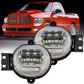Led Fog Lights Compatible with Dodge Ram 1500 2002-2008 Dodge Ram 2500/3500 2003-2009 Durango Truck 2005 2006 with DRL & Turn Signal, DOT Approved Bumper Driving Fog Lamps Replacement – Pair Black