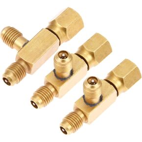 3Pcs Quick Coupler Access Tee, 1/4'' Valves Core Tee Adapter with Swivel Connector, Fits for Gauge Deep Vacuum Pump Manifold in Kuwait