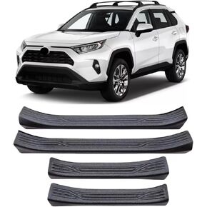Custom Fit Door Sill Protector for Toyota RAV4 2019-2024, Black 4pcs Set, Impact Resistant Car Door Sill Protector, Self-Adhesive Door Sill Guard for Enhanced Vehicle Protection