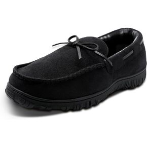 HOMETRUE Mens Moccasin Slippers Indoor Outdoor Shoes Slip on Warm House Breathable Moccasins for Men
