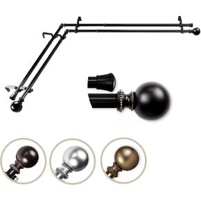 Rod Desyne 13/16" Jodi Corner Window Double Curtain Rod, 28-48 inch, Black