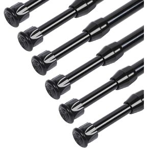 Spring Curtain Tension Rods, 6 Pack Cupboard Bars Tensions Rods 16 to 28 Inches Adjustable Extension Rod for Bathroom Window Closet Wardrobe Bar DIY Projects (Black, 16-28 in-6 Pcs)