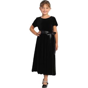 Made in USA - Velvet Girls Black Dress - Black Christmas Dress Girls - Black Flower Girl Dress - Vestido Negro para Niña