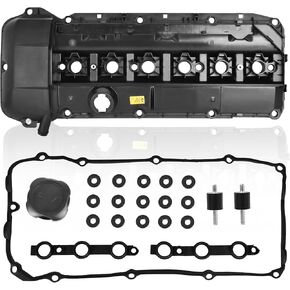 11127512839 Valve Cover with Gasket, Spark Plug Tube Seal & Bolts, fit for BMW 320i 325i 330i 525i 530i 325Ci 330Ci 325xi 330xi X3 X5 Z4, E39 E46 E53 E83 E85, L6 2.2L 2.5L 3.0L,# 11120030496