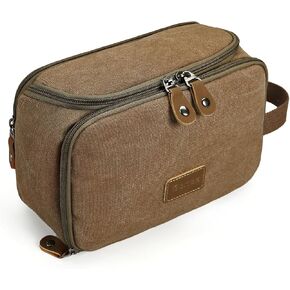 Gonex Travel Toiletry Bag for Men, Water Resistant Canvas Large Capacity Wide Open Dopp Kit with Wet Dry Compartment, Travel Essentials Toiletries Organizer Shaving Bag, Dark Grey
