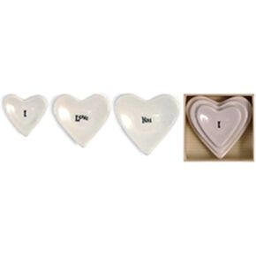 East of India I Love You Stackable Heart Shaped Trinket Dish, Set of 3